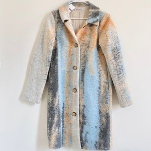 REFORMATION Multicolor Wool Overcoat - Size XS